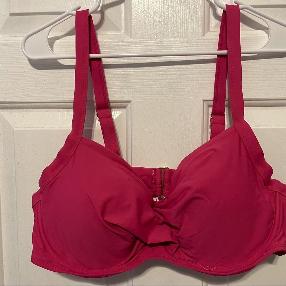 Catalina pink bikini top knot front